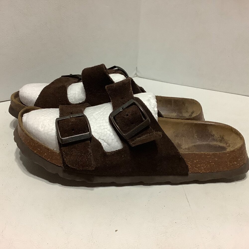Betula Birkenstock Brown Suede Leather Arizona Sandals Size 245 Narrow Width - Picture 2 of 13